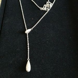 14 k White Gold Pave Diamond Drop Necklace
Approx